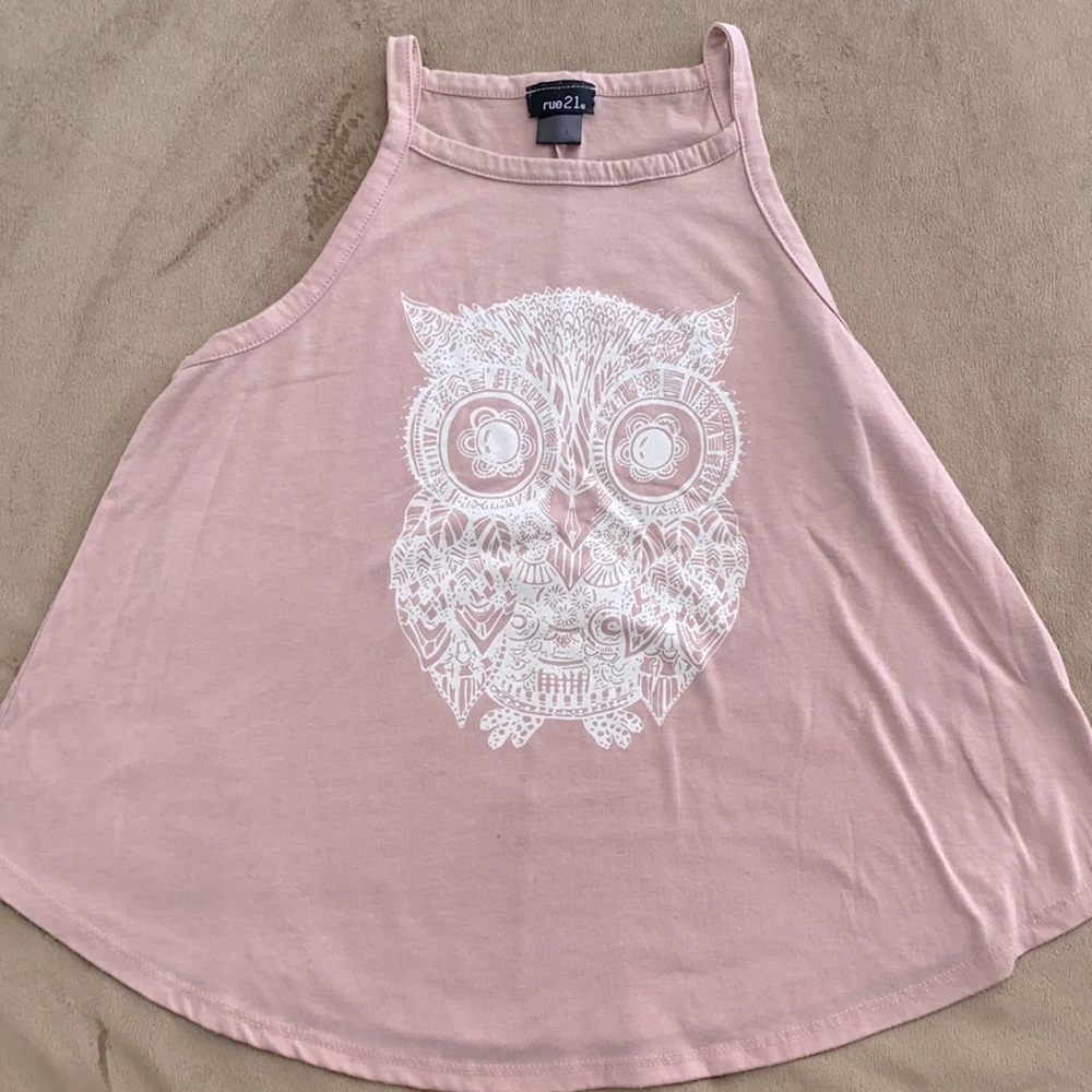 High neck Pink Owl shirt